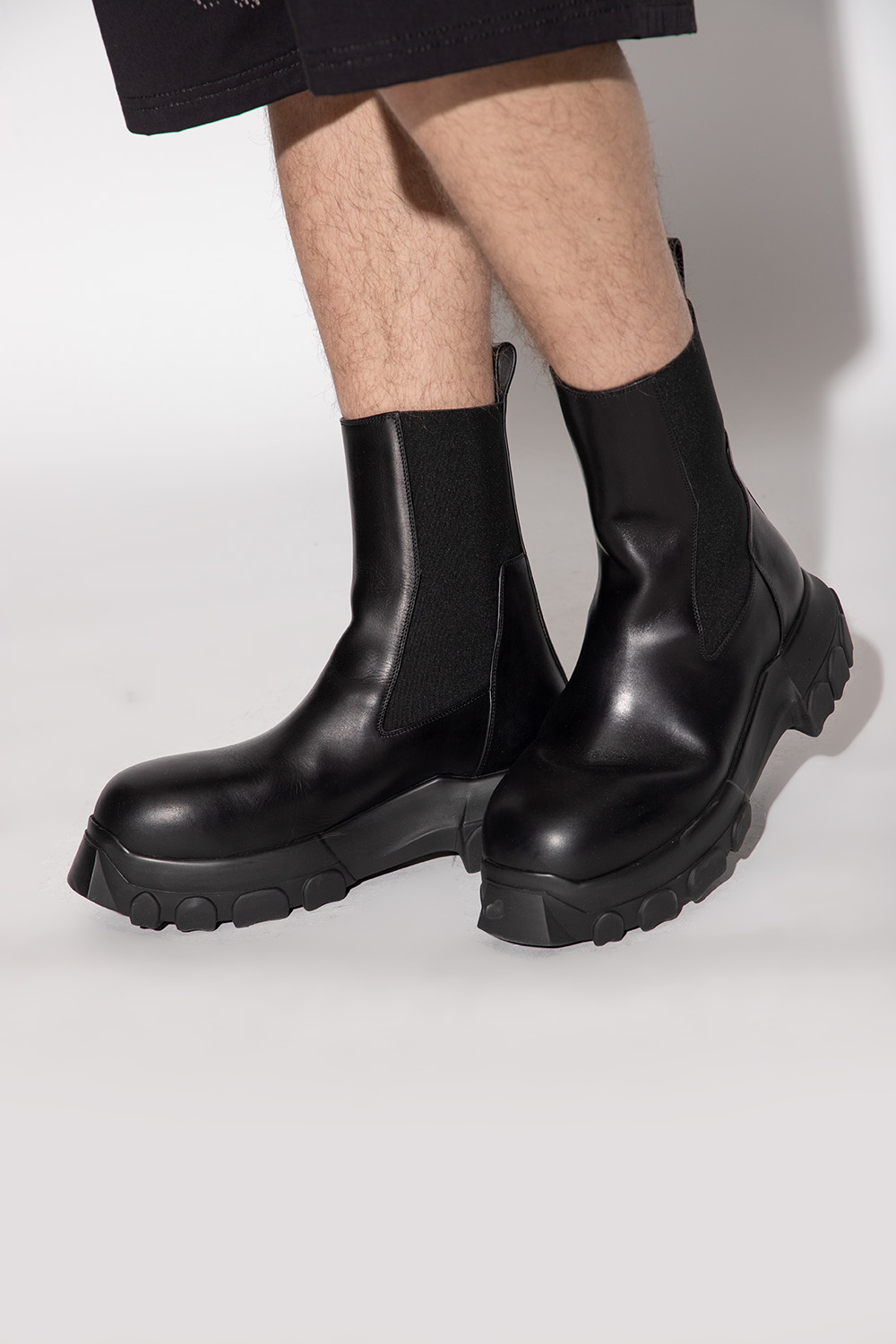 IetpShops Canada - Black 'Beatle Bozo Tractor' leather ankle boots 